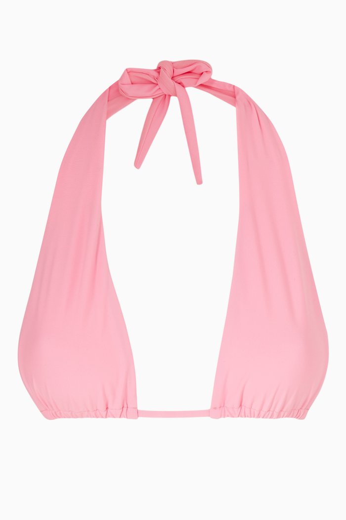 

Ruched Halter Bikini Top, Pink