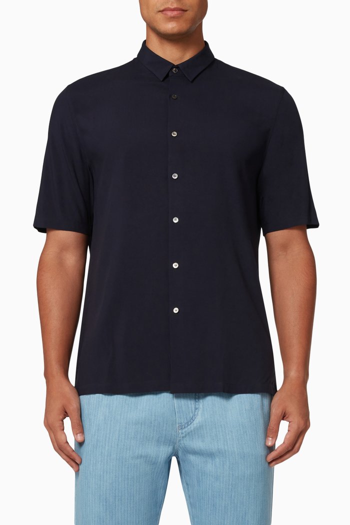 

Regular Shirt in Viscose, Blue