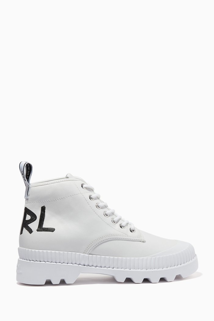 

Trekka II Brush Logo Hiker Boots in Leather, White