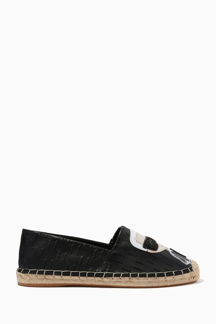 

Kamini Espadrilles in Embossed Canvas, Black