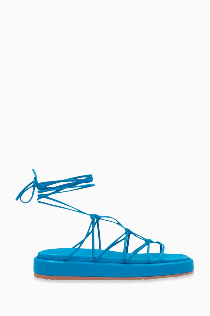 Minas Flat Sandals in Nappa, Blue