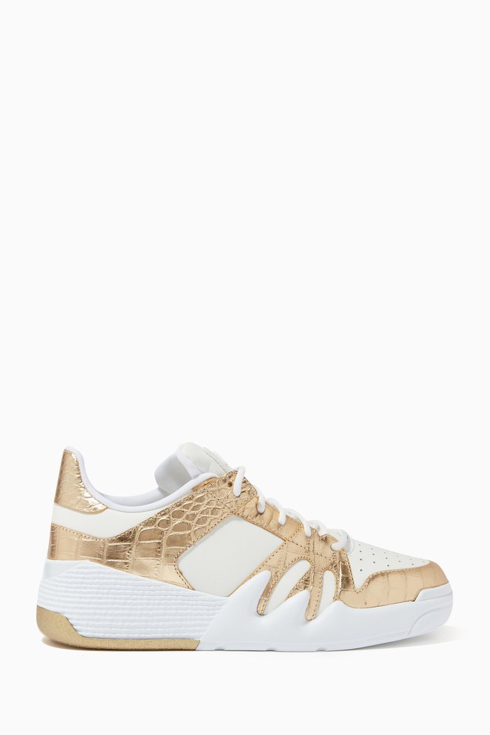 

Talon Croc-Embossed Sneakers, Gold