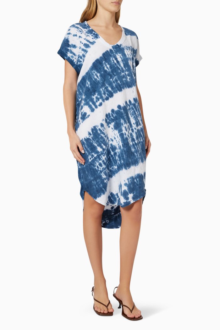Sunburst Dye T-shirt Dress in Jersey, Blue