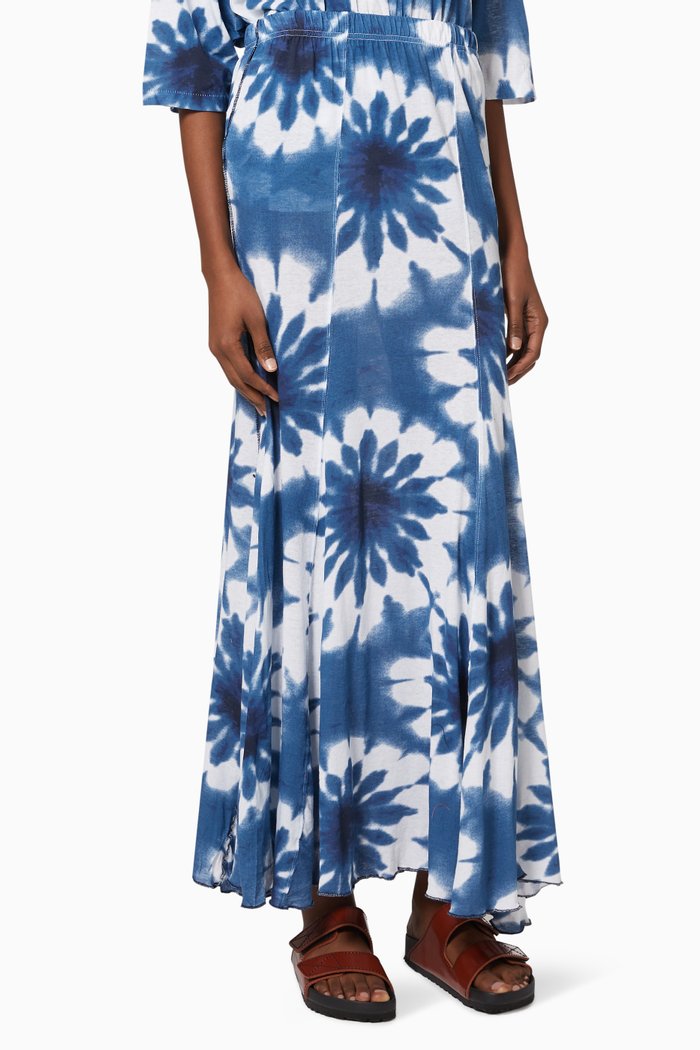 

Floral Print Skirt in Jersey Cotton, Blue