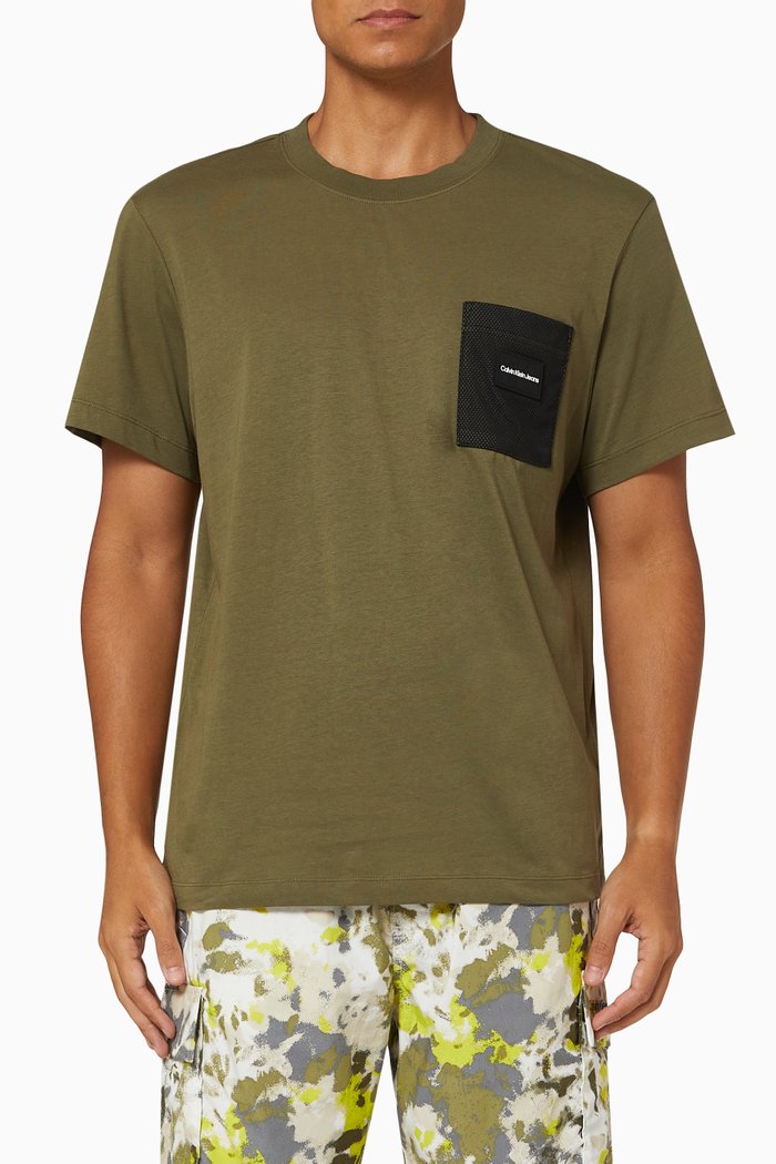 

Mesh Pocket T-shirt in Cotton, Green