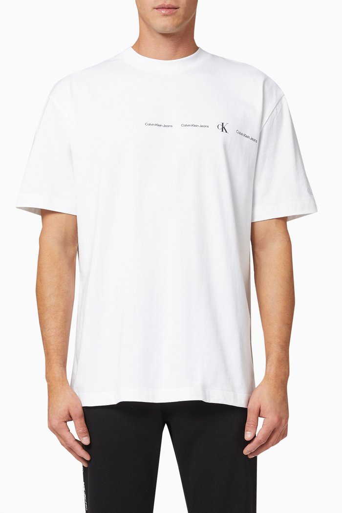 

Oversized Repeat Logo T-Shirt in Cotton Jersey, White