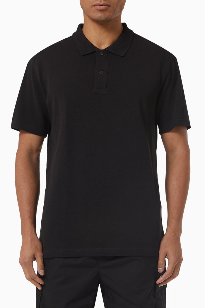 

Relaxed Polo Shirt in Cotton Piqué, Black