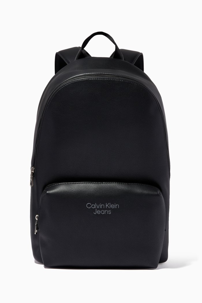 

Campus Logo Backpack in Faux Leather, Black