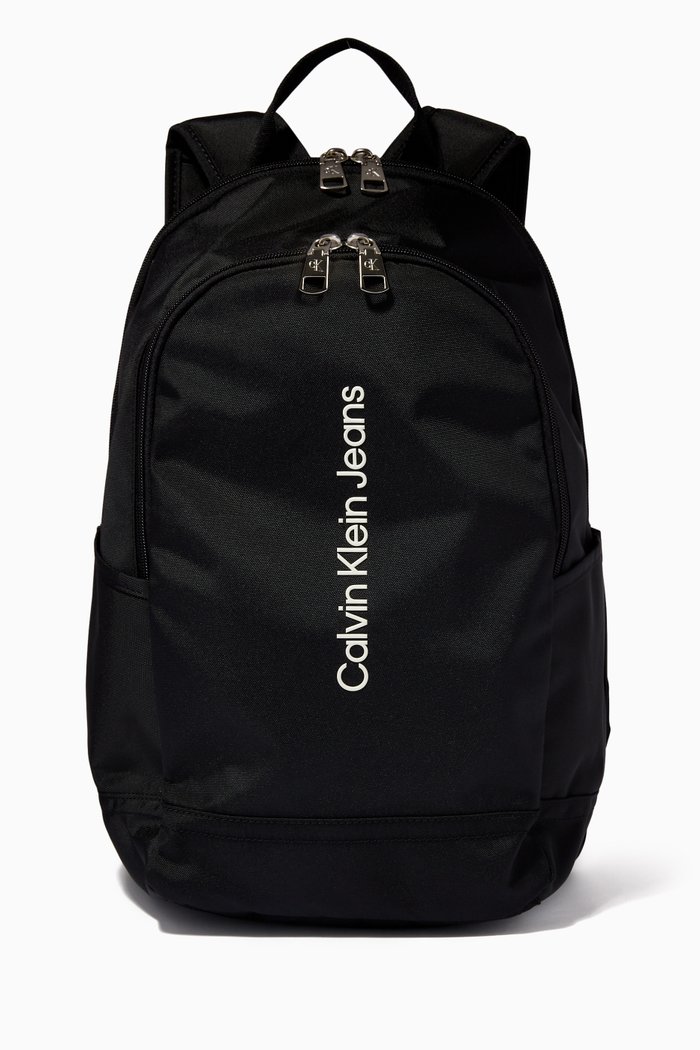 

CK Monogram Campus Backpack in Recycled Polyester, Black