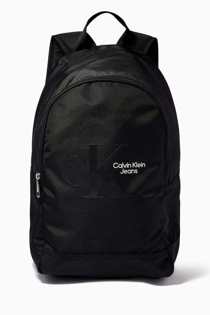 

CK Monogram Campus Backpack in Recycled Polyester, Black
