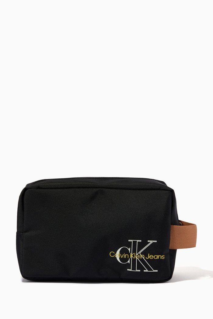 

CK Monogram Washbag in Recycled Polyester, Black