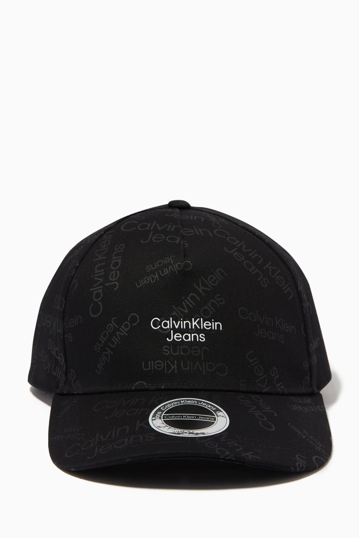 

All-over Logo Baseball Cap in Organic Cotton, Black