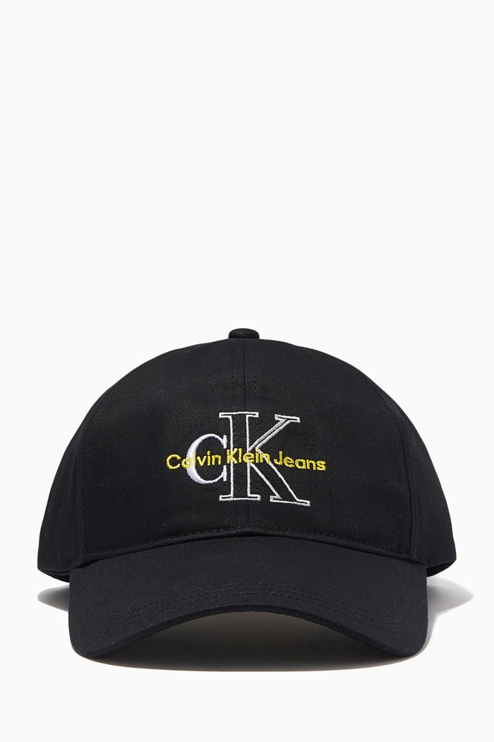 CK Monogram Cap in Organic Cotton Twill, Black
