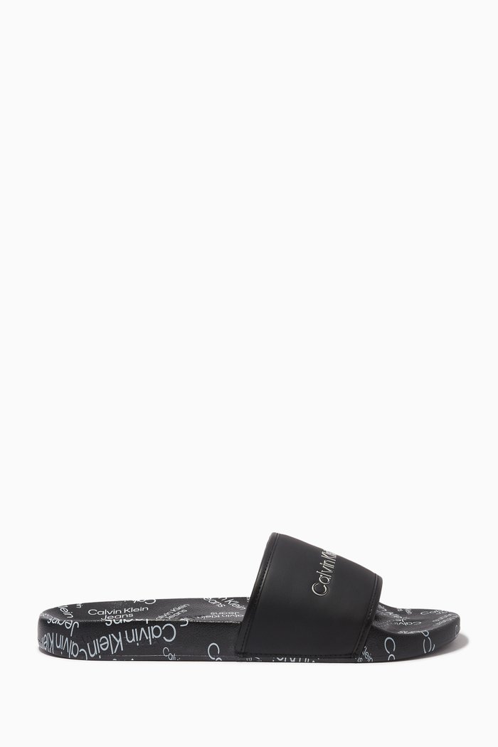 

Logo Slides in Faux leather, Black