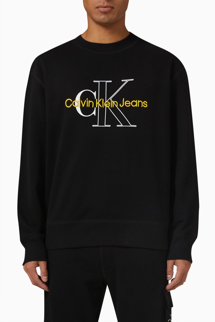 

Relaxed Monogram Sweatshirt in Cotton Terry, Black