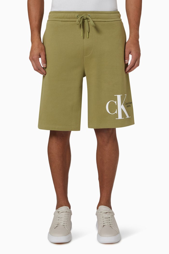 

Oversized Jogger Shorts in Cotton Jersey, Green