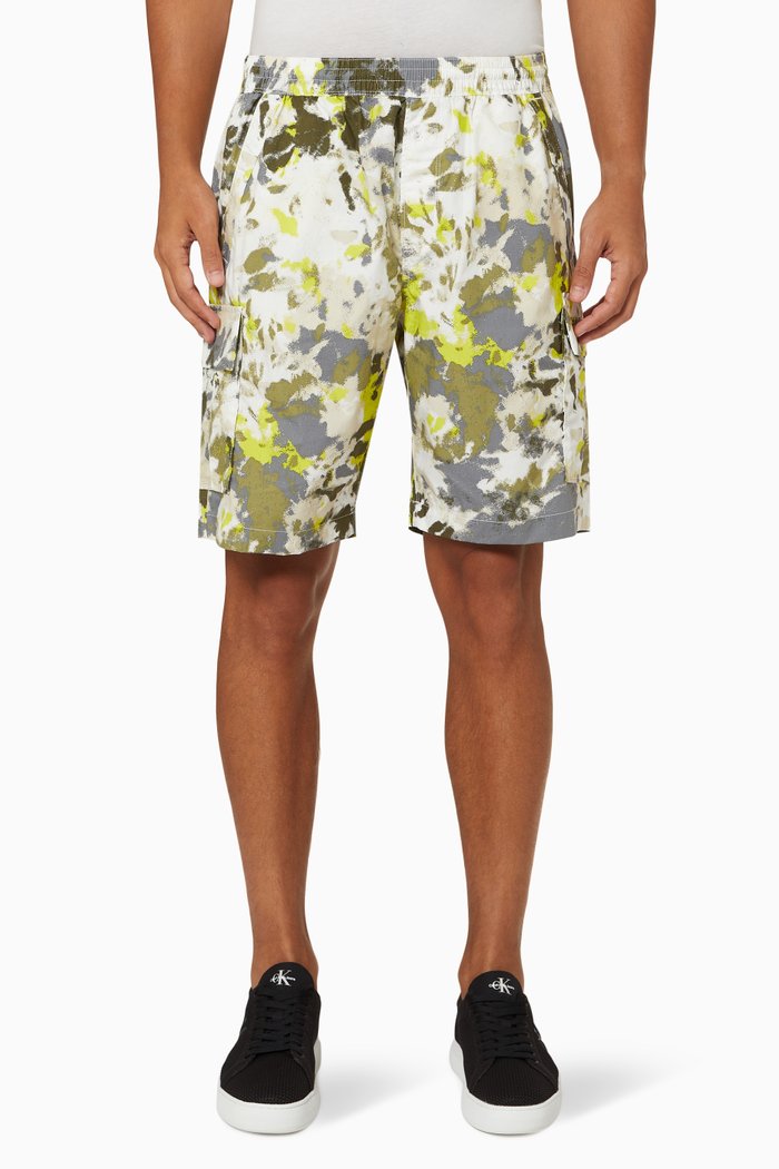 

Washed Cargo Shorts in Cotton, Multicolour