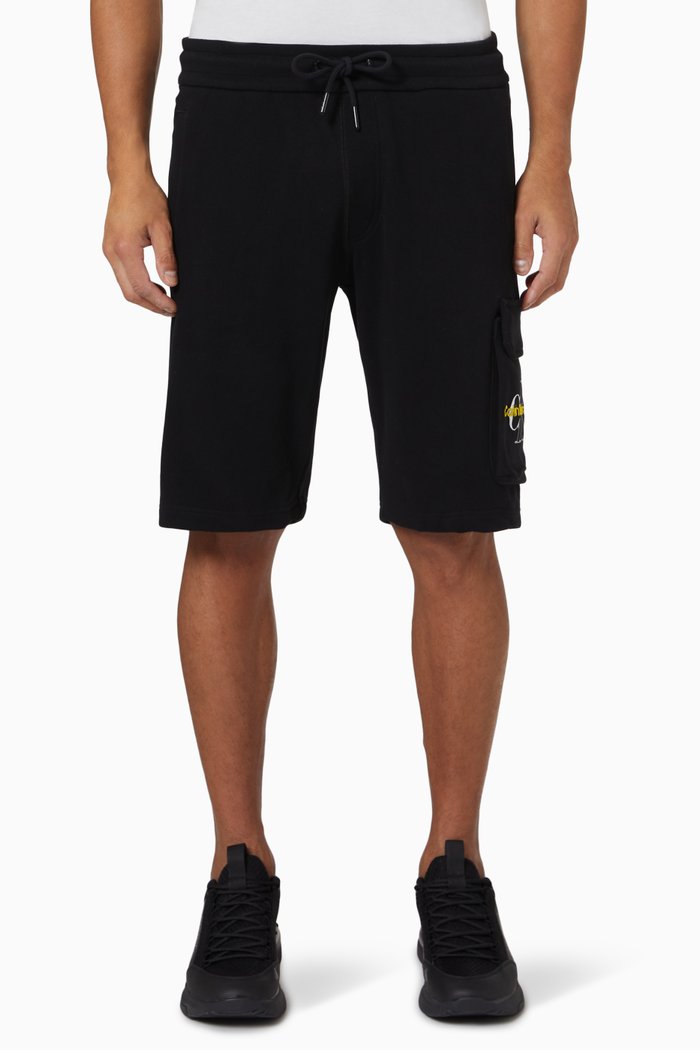 

Cargo Jogger Shorts in Cotton Terry, Black