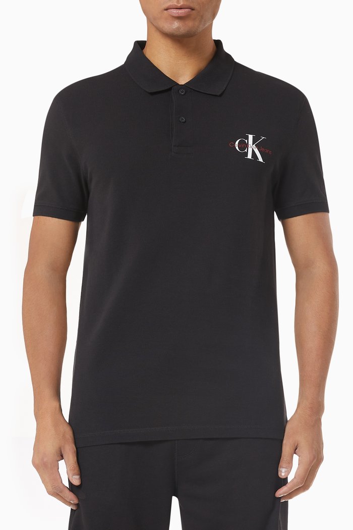 

Logo Polo Shirt in Cotton Pique, Black