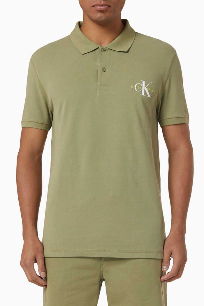 

Logo Polo Shirt in Cotton Pique, Green