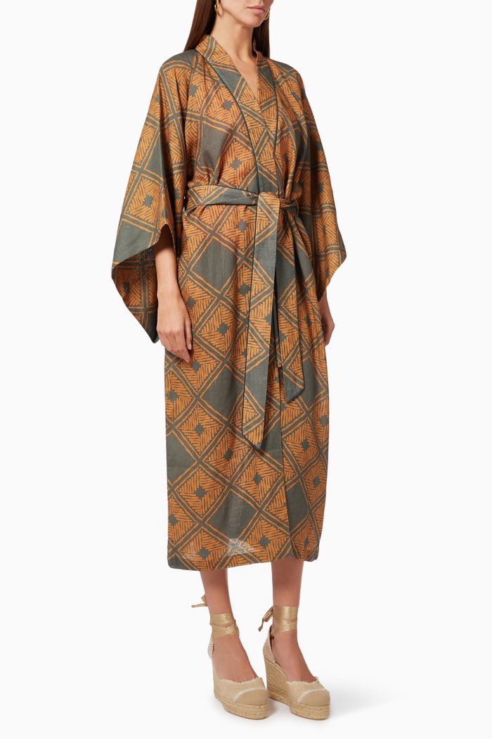 

Sofia Safari Kimono in Linen, Green