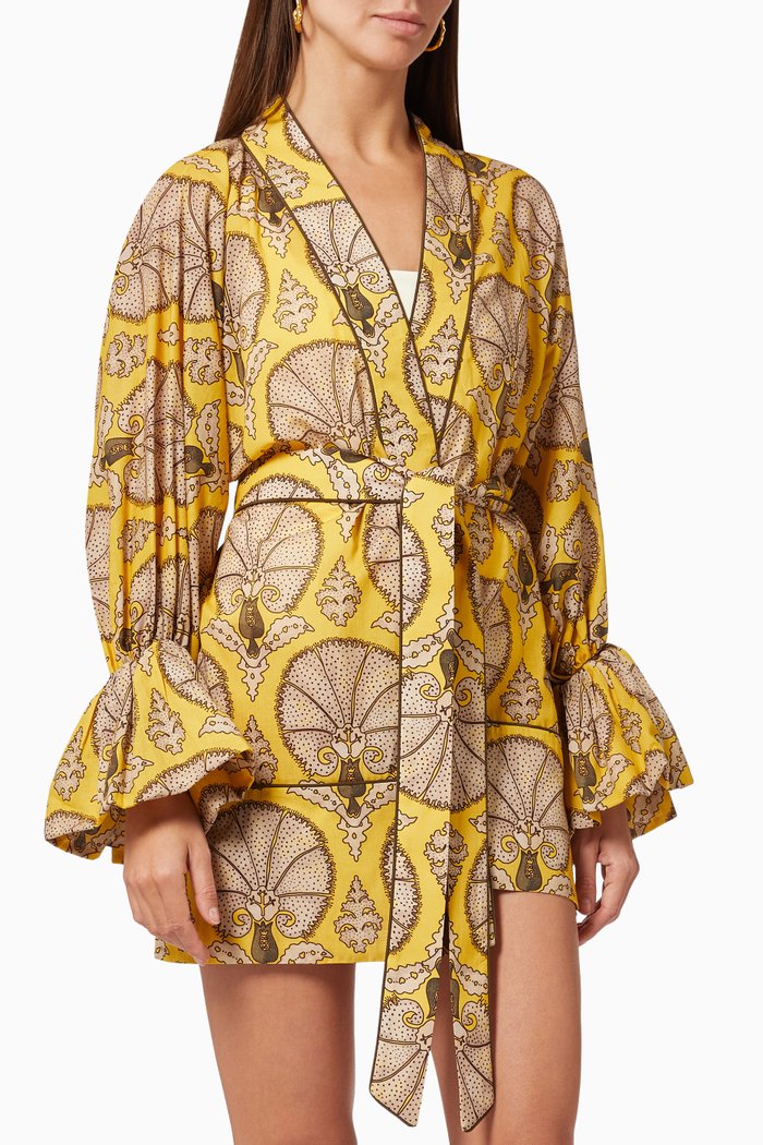 

Lucie Jaune Short Kaftan in Linen, Yellow