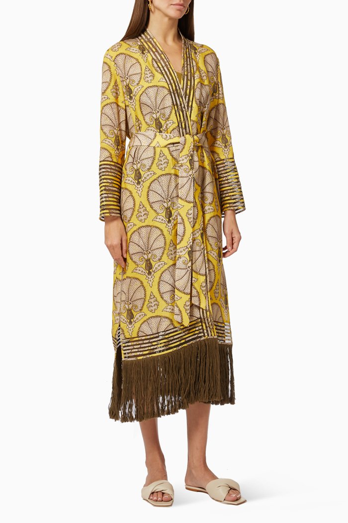 

Lucie Jaune Slim Kaftan in Linen, Yellow