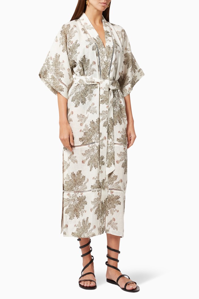 

Hailey Nature Kaftan in Linen, White