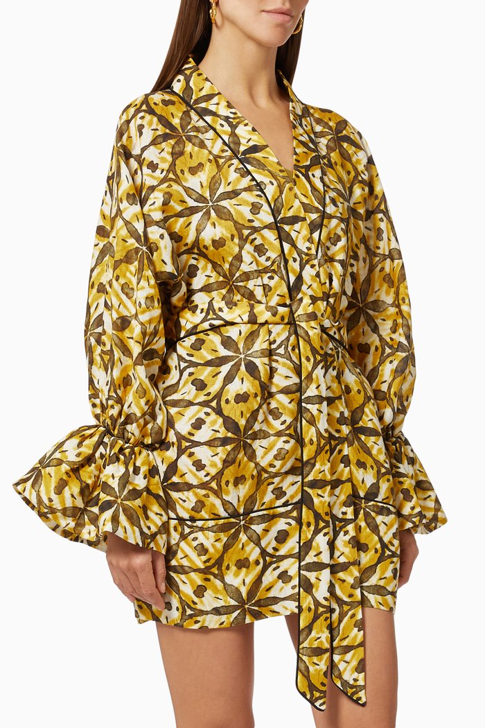 Anais Short Kaftan in Linen, Gold