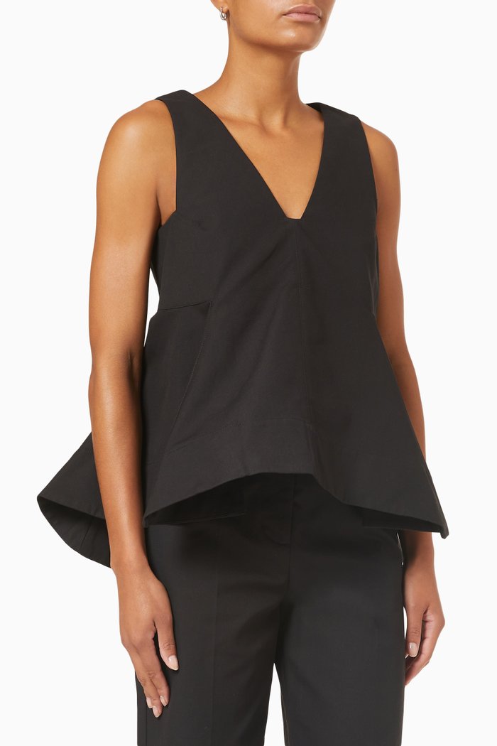 

Structured A-line Top in Cotton, Black
