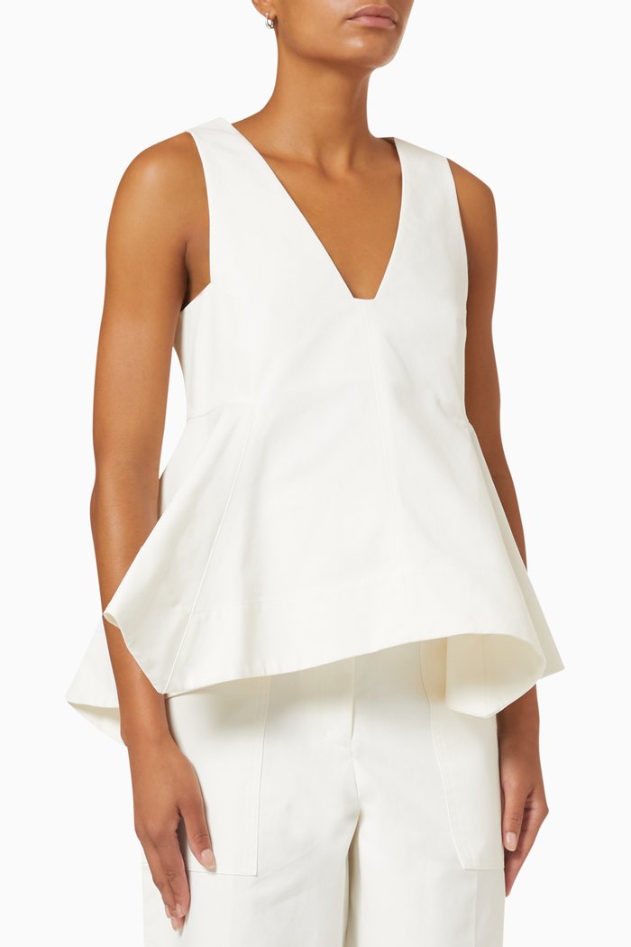 

Structured A-line Top in Cotton, White