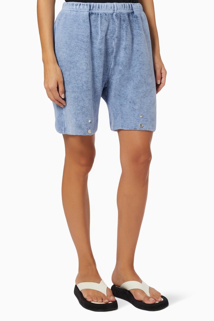 

Snap Front Shorts in Heavyweight Cotton Fleece, Blue