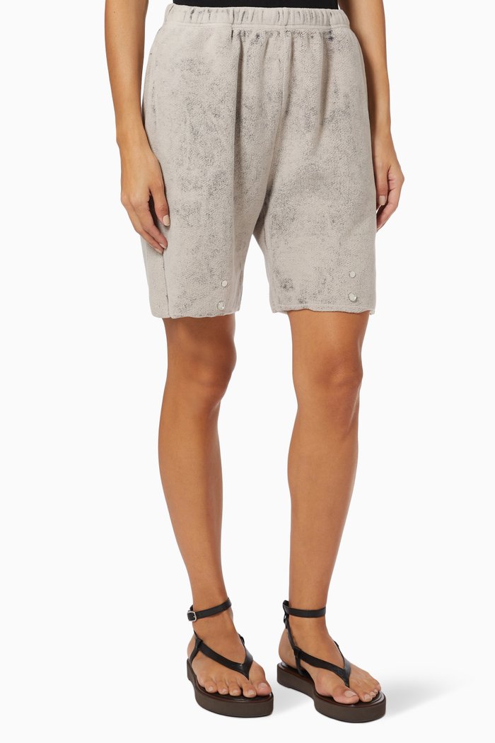 

Snap Front Shorts in Heavyweight Cotton Fleece, Grey