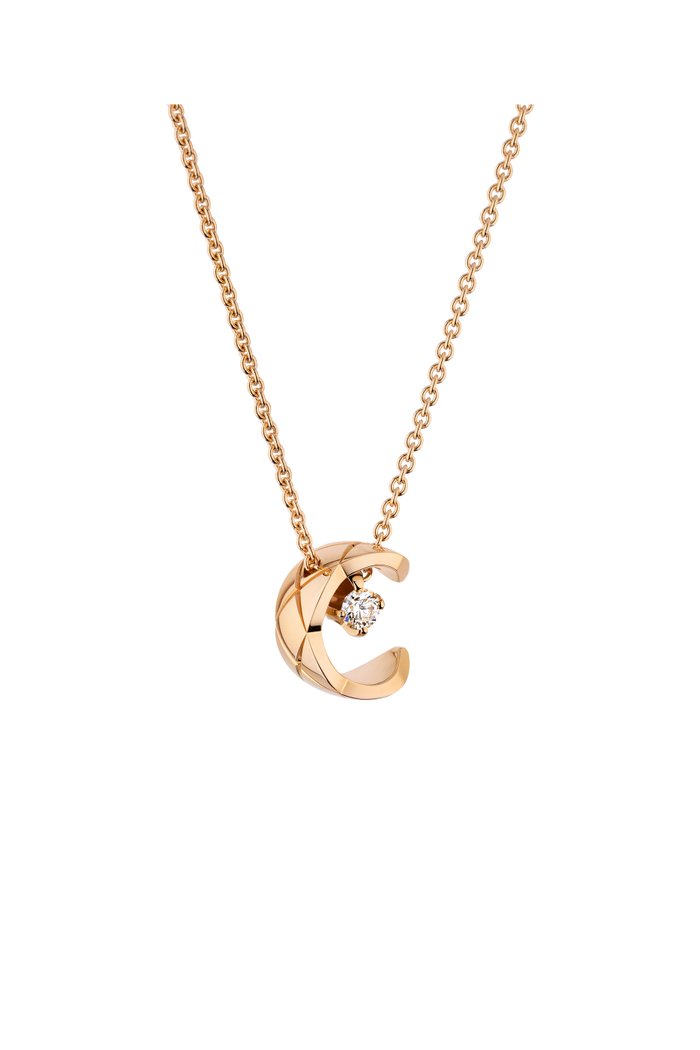 Quilted motif, 18K BEIGE GOLD, diamonds, Rose gold