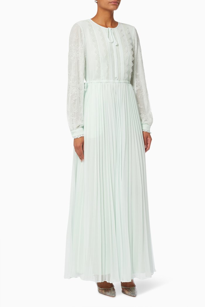 

Maxi Dress in Lace & Recycled Chiffon, Green