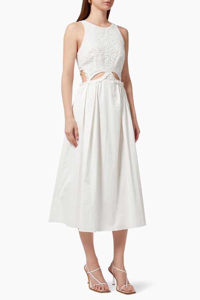 

Cut Out Midi Dress in Organic Cotton, White