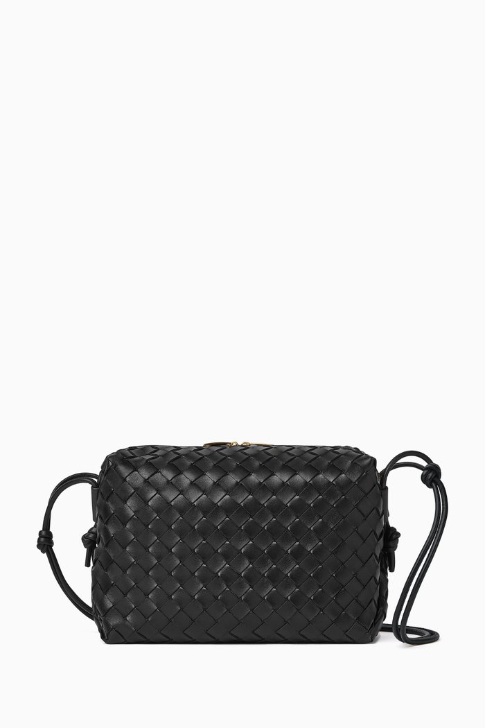 

Loop Small Crossbody Bag in Laminated Intrecciato Nappa, Black