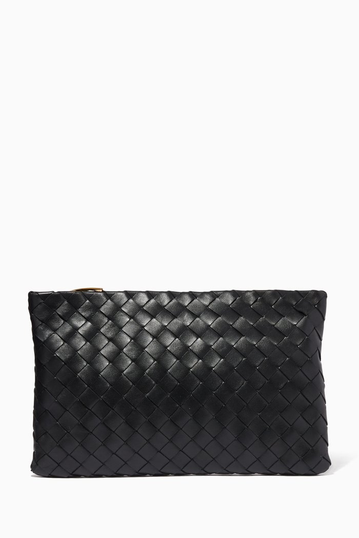 Pouch in Intrecciato Nappa, Black