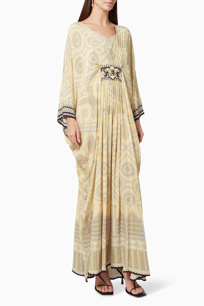 

Imama Embroidered Kaftan in Crepe, Yellow