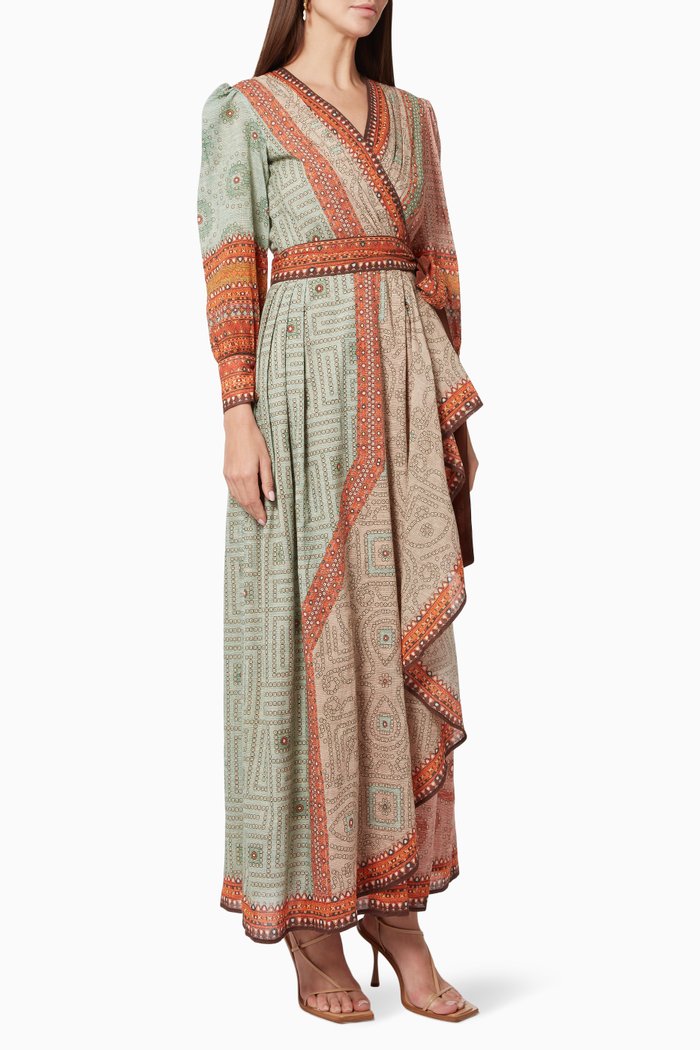 

Udipti Wrap Dress in Cotton, Multicolour