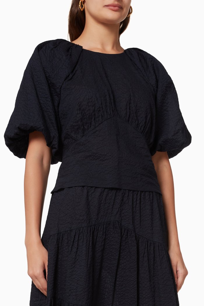 Gathered Seam Top, Blue