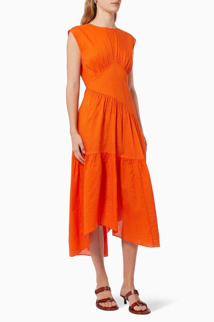 

Gathered Seam Dress, Orange