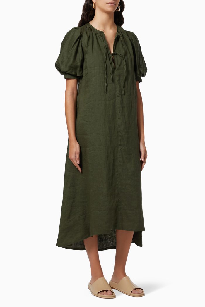 Tie Neck Maxi Dress, Brown