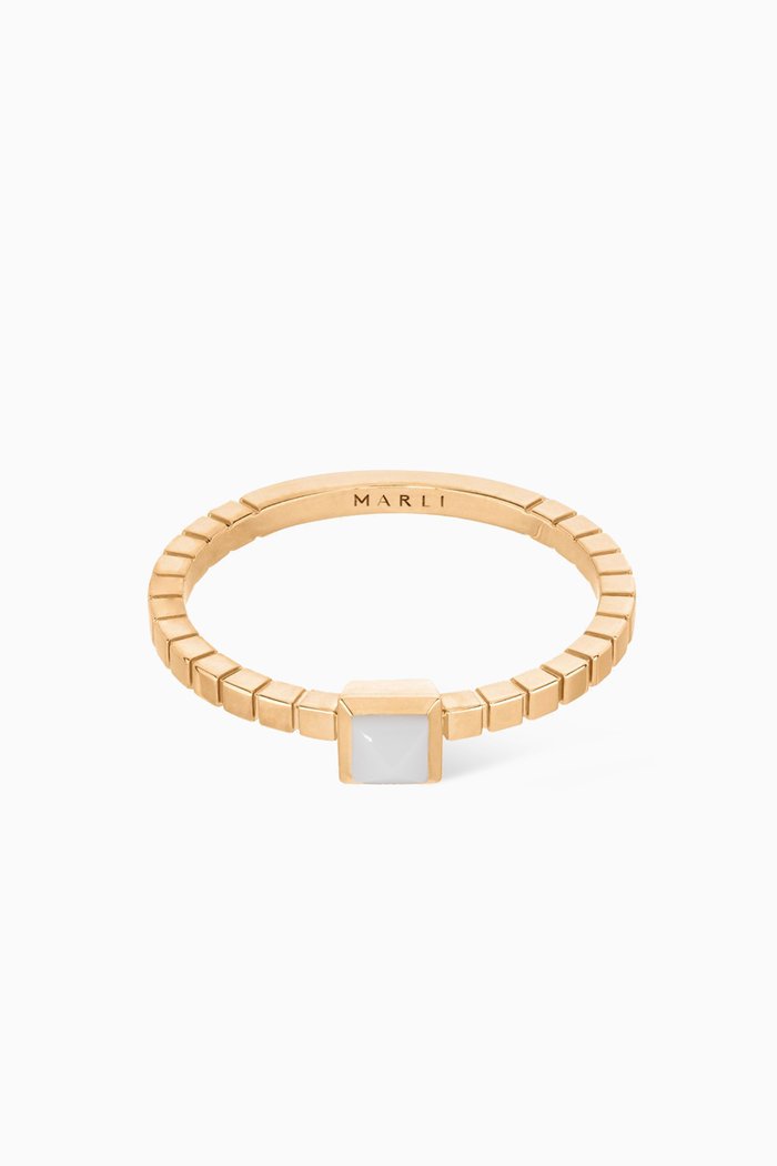 

Cleo Lotus White Agate Ring in 18kt Rose Gold