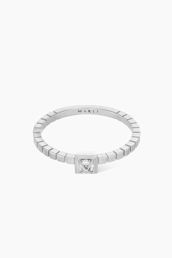 

Cleo Lotus Diamond Ring in 18kt White Gold, Silver