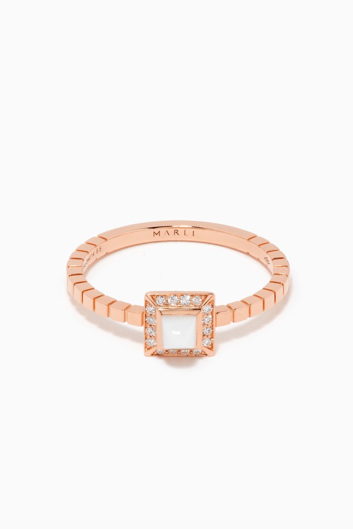 

Cleo Lotus White Agate & Diamond Ring in 18kt Rose Gold