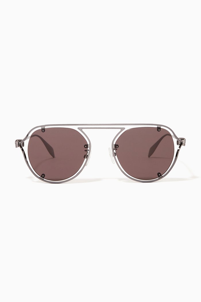 Skull Hinge Geometrical Sunglasses, Grey