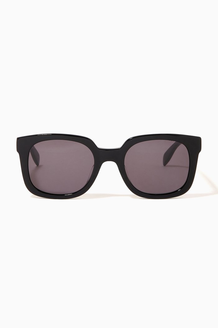 McQueen Graffiti Square Sunglasses, Black