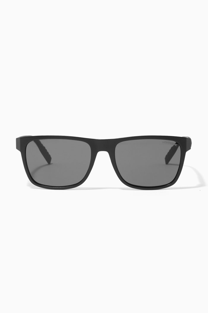

Rectangular Sunglasses in Rubber, Black