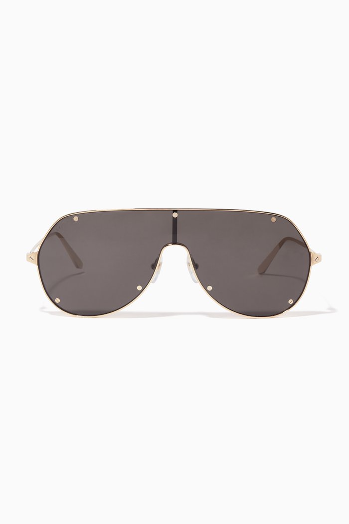 

Santos de Cartier Mask Sunglasses in Metal, Gold
